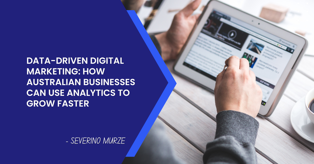 Business analyst reviewing Google Analytics 4 dashboard showing conversion data and ROI metrics on ultrawide monitor