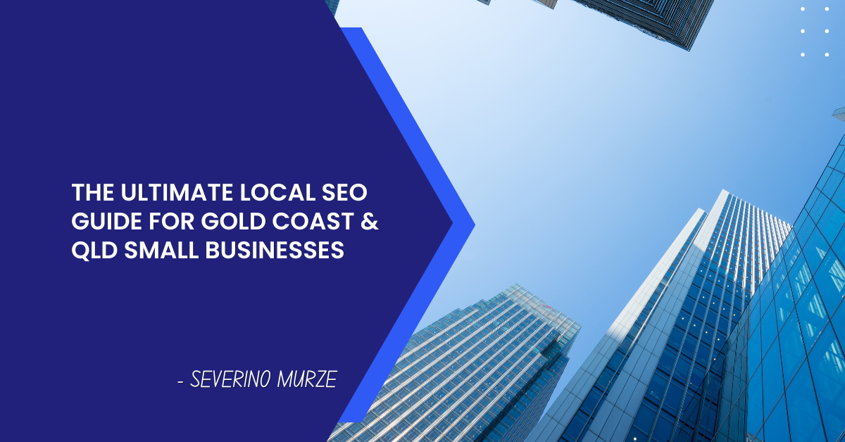 Gold Coast business owner optimizing Google Business Profile with local SEO ranking dashboard visible on laptop